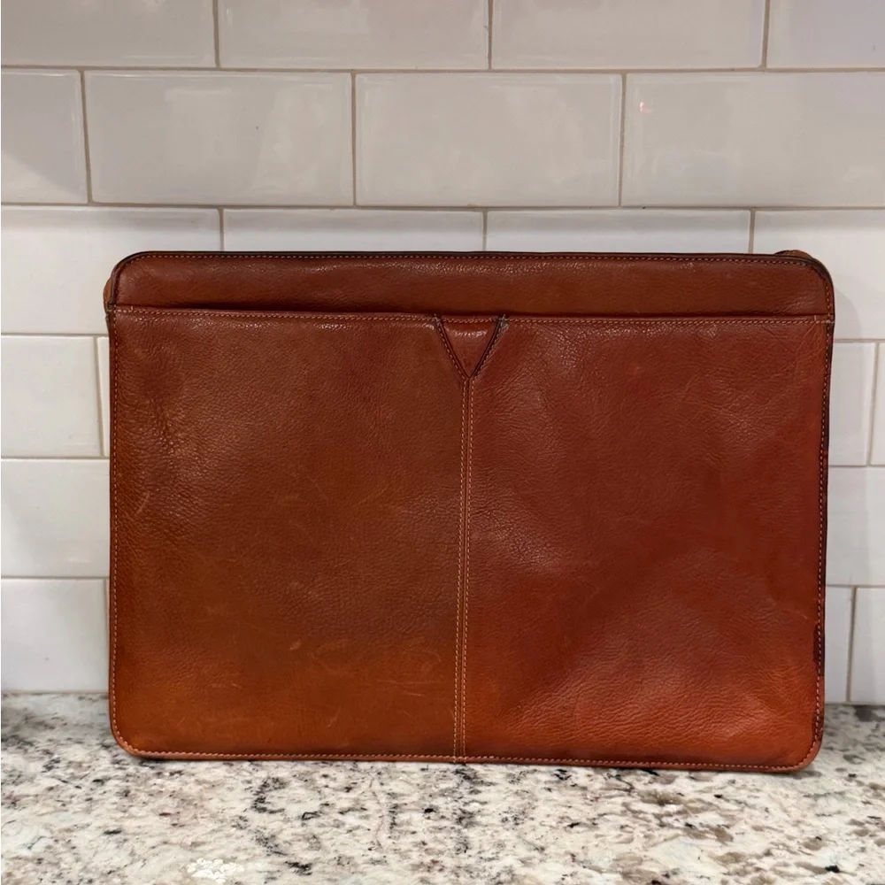 Johnston & Murphy Tan Leather Laptop Bag